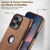 Imperium Leatherette Back Case for Apple iPhone 14 Pro (with Logo Cut) Compatible for Apple iPhone 14 Pro - Brown-thumb1