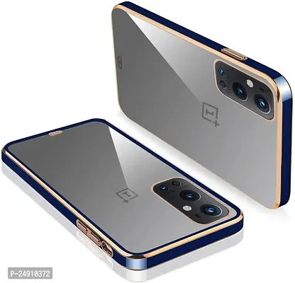 Imperium Chrome Plated Transparent Silicone Back Cover for OnePlus 9 Pro (Blue).-thumb0
