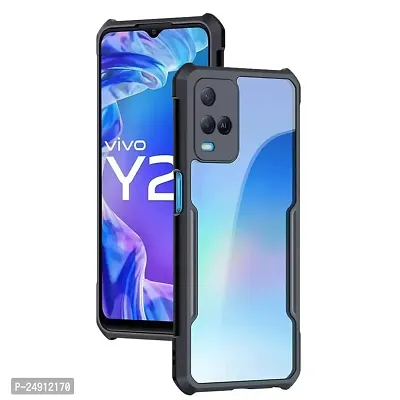 Imperium Vivo Y21A Shockproof Bumper Crystal Clear Back Cover | 360 Degree Protection TPU+PC | Camera Protection | Acrylic Transparent Back Cover for Vivo Y21A- Black.