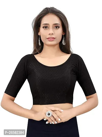 Readymade Saree Blouse for Women Stylish black colour round neck