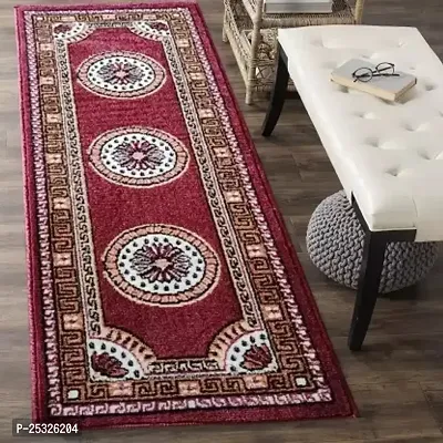 Designer Maroon Acrylic Runner Carpets - 60 X 180 cm, Rectangle