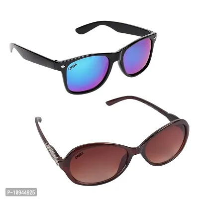 Criba Gradient Wayfarer Unisex Sunglasses - (LAD brn+kc mer combo|40|Black Color Lens)-thumb0