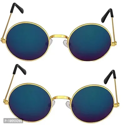 Criba Gradient Aviator Unisex Sunglasses - (round blue mrc+blue mrc_CRLK19|40|Black Color Lens)