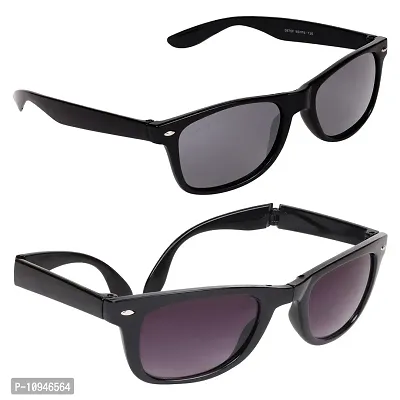 Criba Gradient Wayfarer Unisex Sunglasses - (pknk + foldingnn|40|White Color Lens)-thumb3