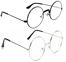 Criba Gradient Round Unisex Sunglasses - (round blk clr+slvr clr_CRLK16|40|Grey Color Lens)-thumb2