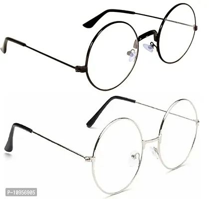 Criba Gradient Round Unisex Sunglasses - (round blk clr+slvr clr_CRLK16|40|Grey Color Lens)-thumb3