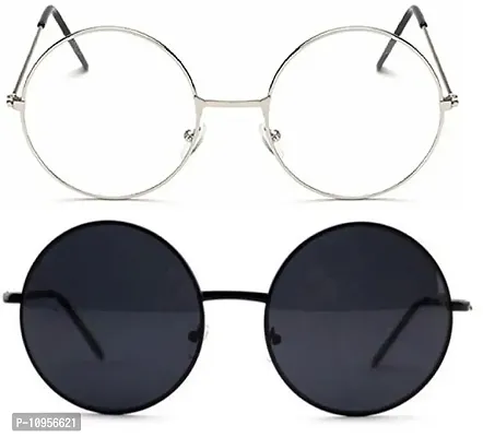 Criba Gradient Butterfly Unisex Sunglasses - (round blk blk+slvr clr_CRLK02|40|White Color Lens)