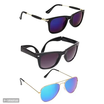 Criba's_Wayfarer, Aviator & Folding Wayfarer Style_UV Protected Sunglasses_Unisex_Combo Pack of 3-thumb2