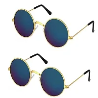 Criba Gradient Aviator Unisex Sunglasses - (round blue mrc+blue mrc_CRLK21|40|Black Color Lens)-thumb1