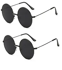 Criba Gradient Wayfarer Unisex Sunglasses - (round blk blk+blk blk_CRLK19|40|Black Color Lens)-thumb1