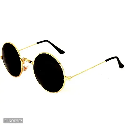 Criba Gradient Goggle Unisex Sunglasses - (round gld blk_CRLK02|40|White Color Lens)-thumb2
