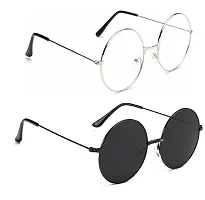 Criba Gradient Wayfarer Unisex Sunglasses - (round blk blk+slvr clr_CRLK|40|White Color Lens)-thumb2