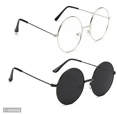 Criba Gradient Wayfarer Unisex Sunglasses - (round blk blk+slvr clr_CRLK|40|White Color Lens)-thumb3