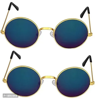 Criba Gradient Rectangular Unisex Sunglasses - (round blue mrc+blue mrc_CRLK03|40|White Color Lens)