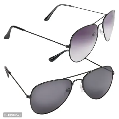 Criba Pack of Grey and Black Aviator Sunglass - CR 1025-thumb0