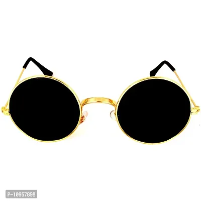 Criba Gradient Wayfarer Unisex Sunglasses - (round gld blk_CRLK15|40|White Color Lens)-thumb0