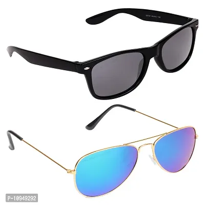 Criba Gradient Aviator Unisex Sunglasses - (pkbk+gbl_CRLK02|40|Black Color Lens)-thumb3