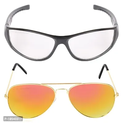 Criba Gradient Aviator Unisex Sunglasses - (nd wt+gold yl mer_CRLK02|40|Black Color Lens)-thumb0