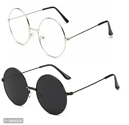Criba Gradient Wayfarer Unisex Sunglasses - (round blk blk+slvr clr_CRLK|40|White Color Lens)-thumb2