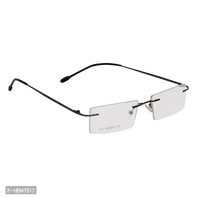 Criba Black Slim Side Rimless Spectacle Frame and Sunglass with Free Box-thumb2