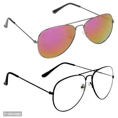 Criba Gradient Goggle Unisex Sunglasses - (red mer + bl avi wtt|40|White Color Lens)-thumb0