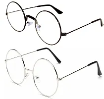Criba Gradient Round Unisex Sunglasses - (round blk clr+slvr clr_CRLK16|40|Grey Color Lens)-thumb1