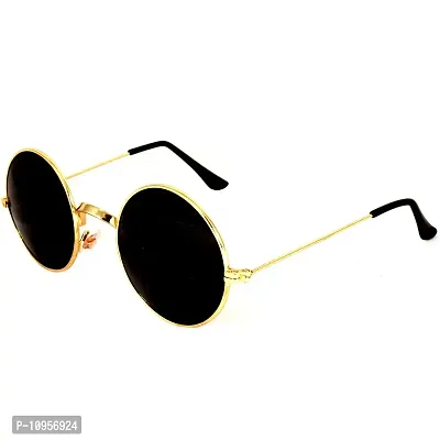 Criba Gradient Aviator Unisex Sunglasses - (round gld blk_CRLK11|40|Black Color Lens)-thumb2