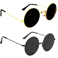 Criba Gradient Square Unisex Sunglasses - (round gld blk+blk blk_CRLK11|40|White Color Lens)-thumb2