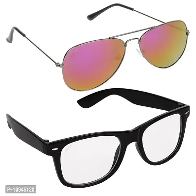 Criba Gradient Aviator Unisex Sunglasses - (red mer + ltme|40|Black Color Lens)-thumb0