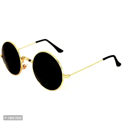 Criba Gradient Wayfarer Unisex Sunglasses - (round gld blk_CRLK15|40|White Color Lens)-thumb3