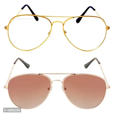 Criba Gradient Sport Unisex Sunglasses - (gold wt+gold lbn sd_CRLK|40|Yellow Color Lens)