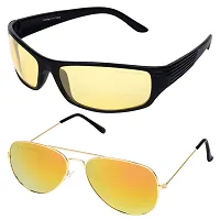 Criba Combo Of 2 Night Drive (Yellow) Aviator (Yellow Mercury) Unisex Elegant & Cool Sunglasses_nd yl+gyl_ALIGTR-thumb2