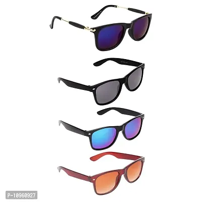 Criba's_Wayfarer & Rectangular (Black, Grey & Mercury) Style_UV Protected Sunglasses_Unisex_Combo Pack of 4
