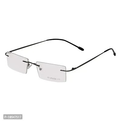 Criba Black Slim Side Rimless Spectacle Frame and Sunglass with Free Box-thumb0