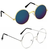 Criba Gradient Wayfarer Unisex Sunglasses - (round blu mrc+slvr clr_CRLK17|40|White Color Lens)-thumb2