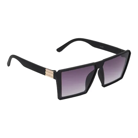 Crazywinks Unisex Adult Square Sunglasses (Black Frame, Black Lens) (Medium) (Pack of 1)
