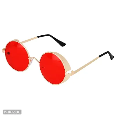 Stylish Round Red in Golden Frame Sunglass-thumb0
