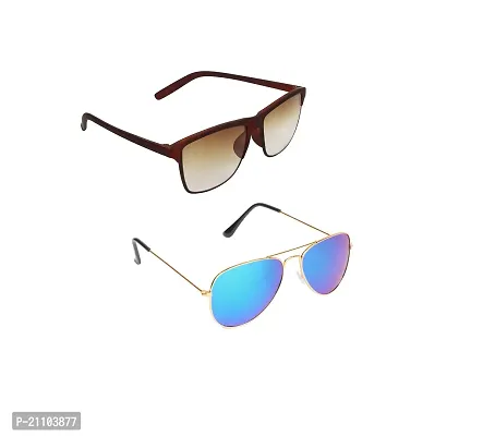 CRIBA Stylish Brown and  Mercury  UV400 S  Sunglasses - Combo-thumb0