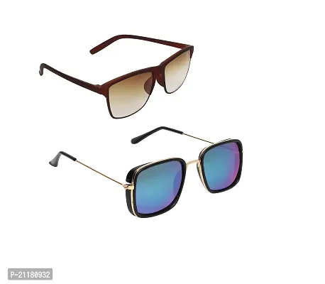 Criba  Brown and   Gold blue mrc_ UV400 S  Sunglasses - Combo-thumb0