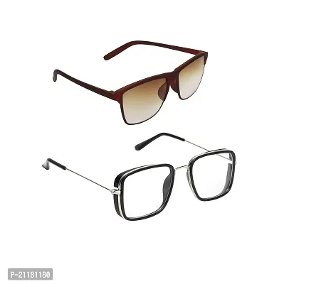 CRIBA Stylish Brown and ks  Clear UV400 S  Sunglasses - Combo