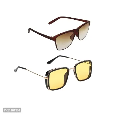 CRIBA Stylish Brown and  yellow  UV400 S  Sunglasses - Combo