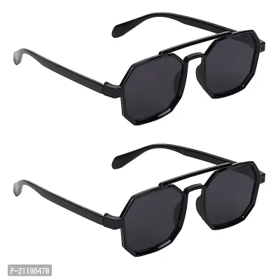 CRIBA Stylish Trendy Hexa Blk   UV400 S  Sunglasses - Combo