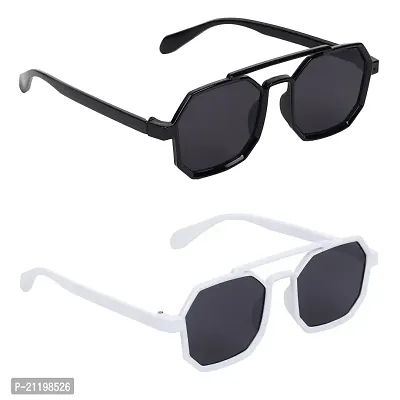 CRIBA Stylish 11964 (Black + White ) Men vs Women UV400 S  Sunglasses - Combo