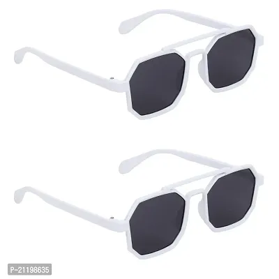 Criba Stylish 11964 White Black_ Men vs Women _ Sunglasses -  Pack of 2