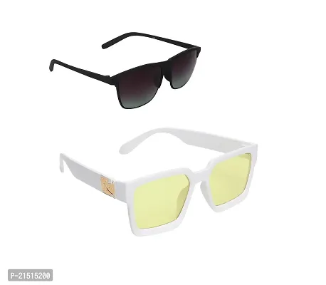 211  Grey + Badshah Plastic Yellow UV400  Sunglasses Combo-thumb0