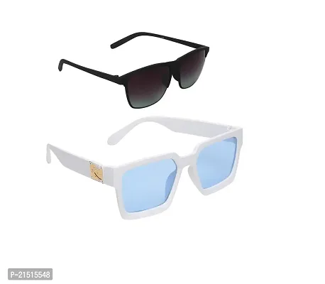 Stylish  Grey  +   Blue  UV400 S  Sunglasses - Combo-thumb0