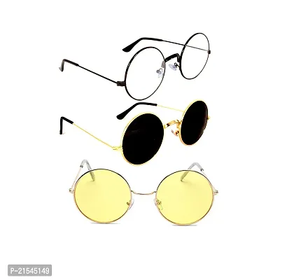 Criba Clear, Black and Yellow Round Pack of 3 Sunglass