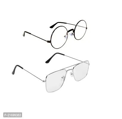 Criba Stylish Clear Round and Square Pack of 2 Sunglass