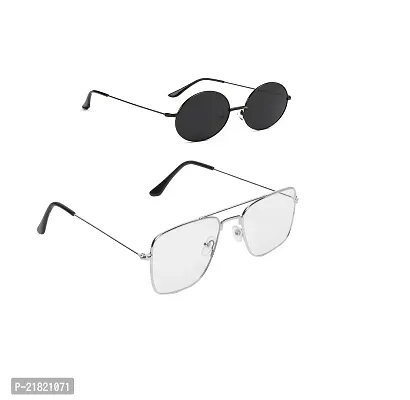 Criba Black Round and Clear Square Pack of 2 Sunglass