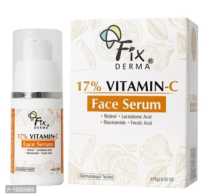 Fixderma 17% Vitamin C Face Serum for Glowing Skin | Retinol Face Serum | Skin Brightening Vit C Serum for Women and Men | Anti Aging Night Face Serum | Niacinamide Serum - 15g